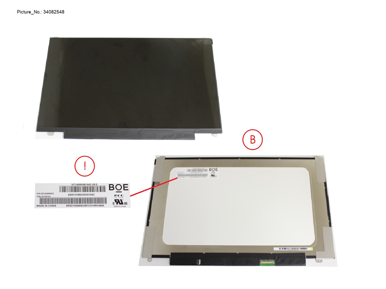 LCD ASSY 14 HD W/ PLATE