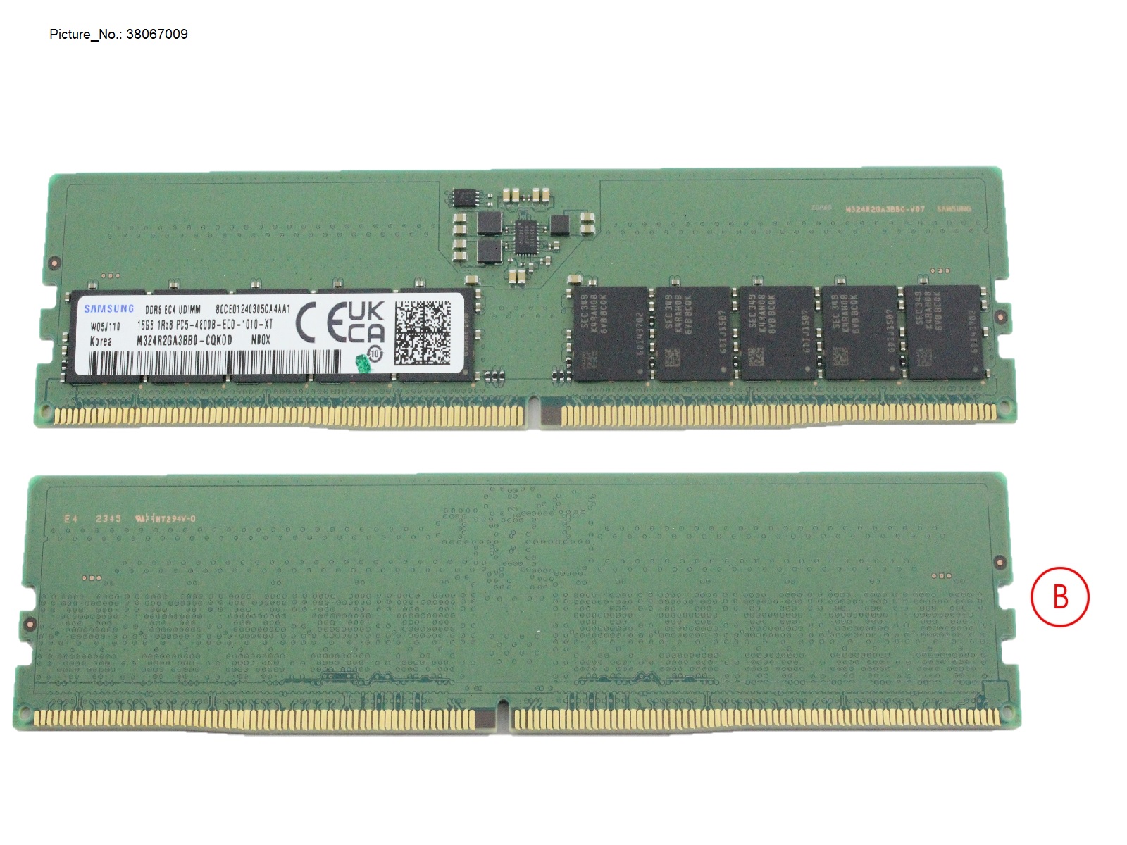 16GB (1X16GB) 1RX8 DDR5-4800 U ECC