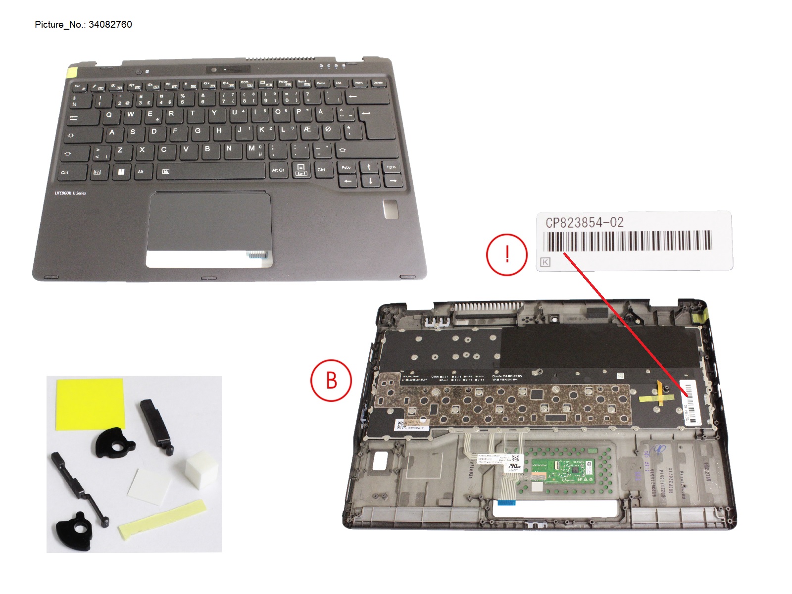 UPPER ASSY INCL. KEYB DENMARK W/FP