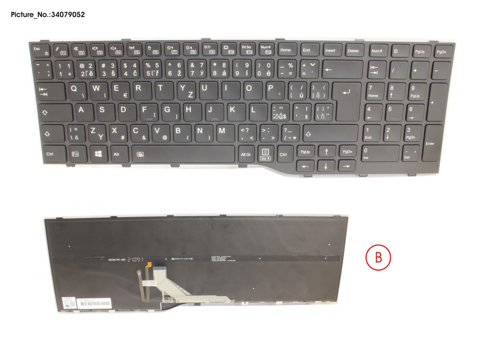 KEYBOARD BLACK W/ BL CZECH/SLOVAK/US