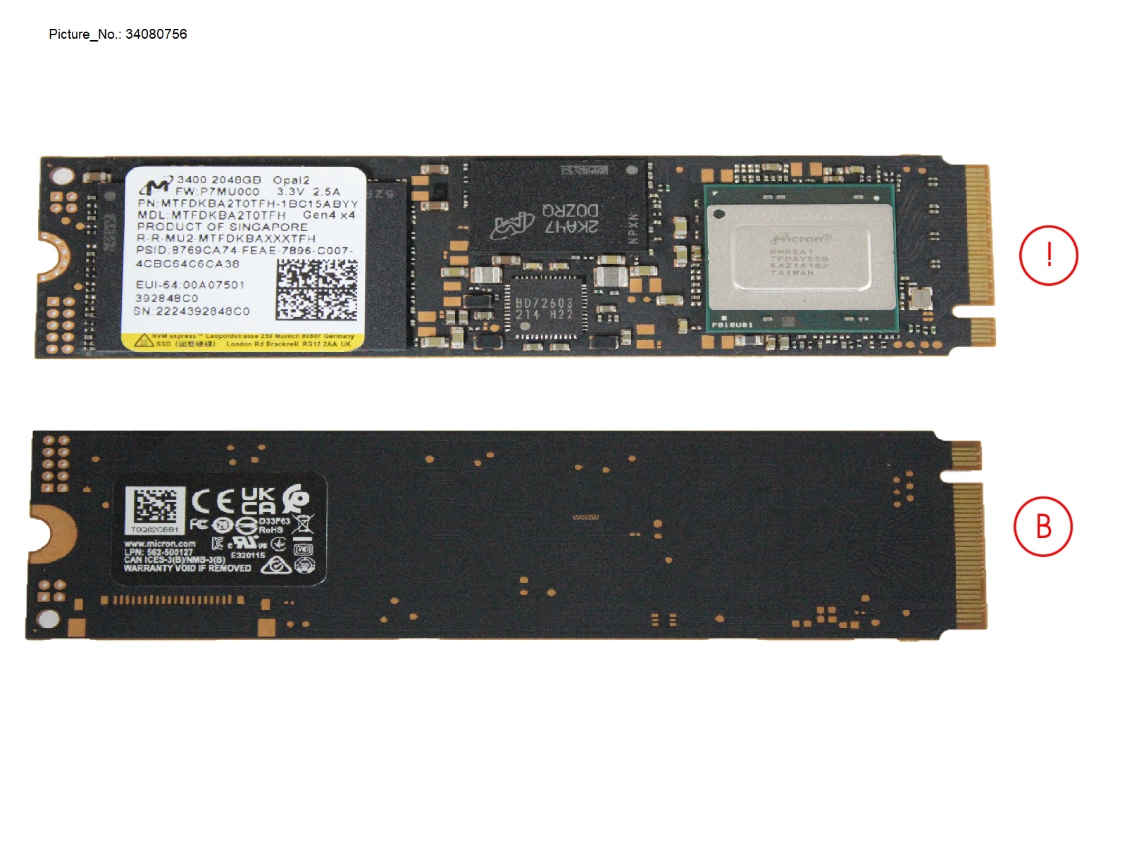 SSD PCIE M.2 2280 2TB 3400 (SED)