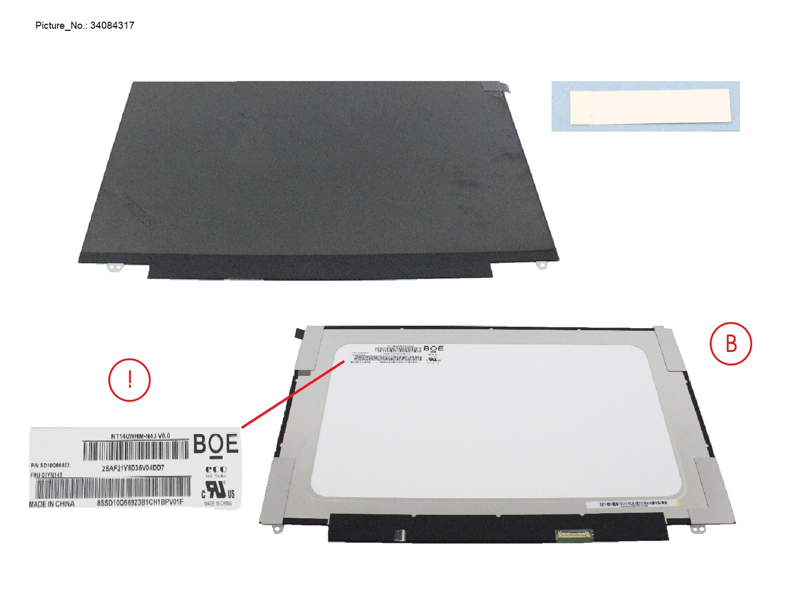 LCD ASSY 14 HD W/ PLATE