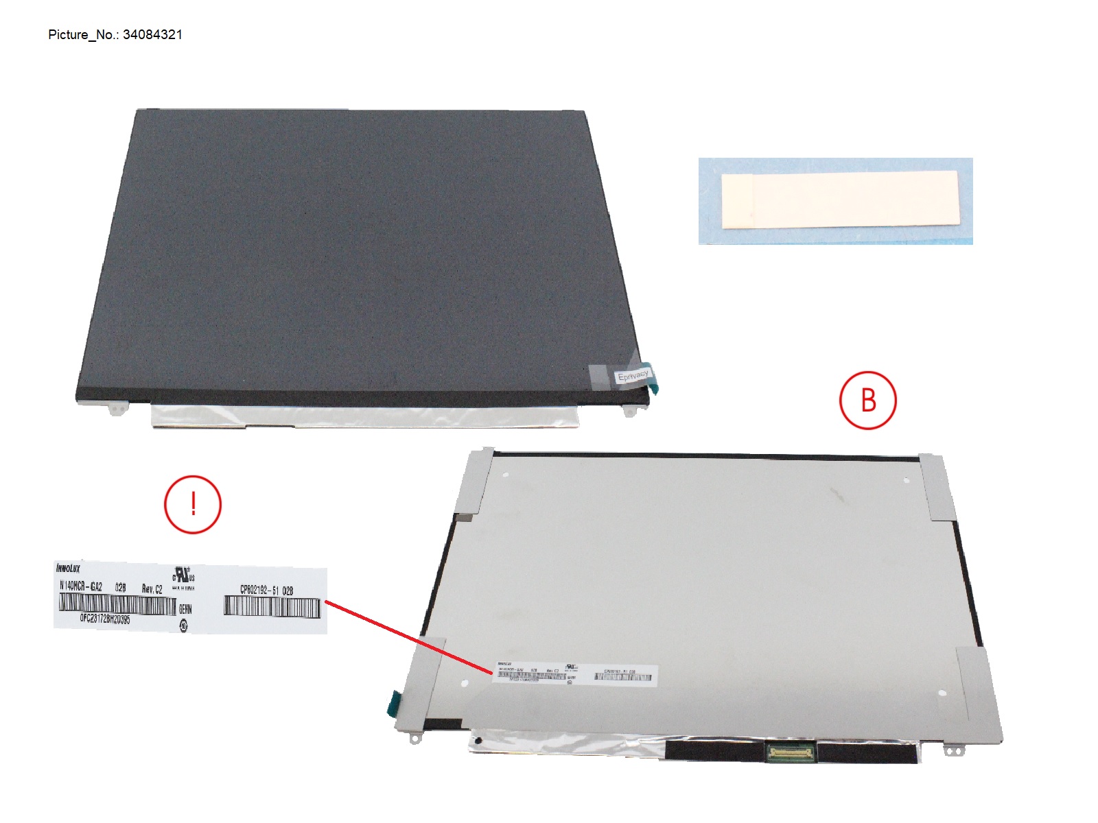 LCD ASSY 14 EPRIV W/ PLATE