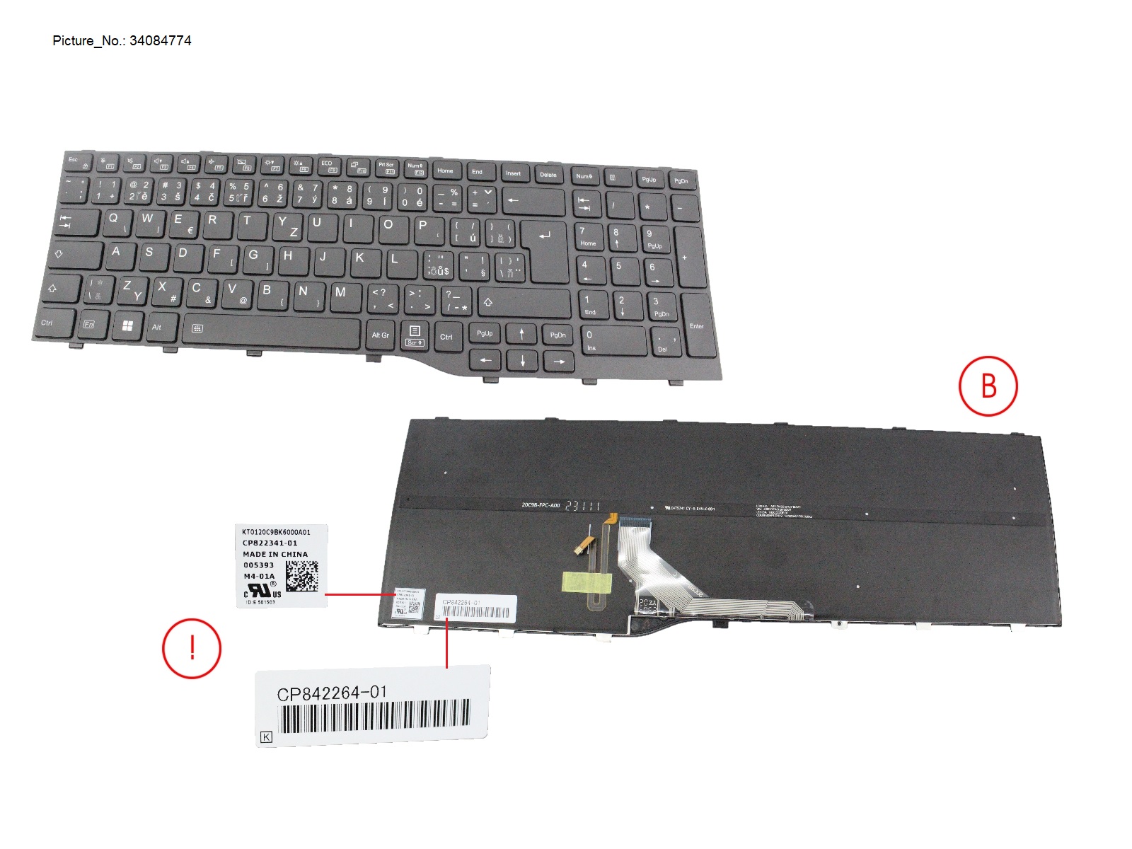 KEYBOARD BLACK W/ BL CZ/SLV/US (NEW_FN)