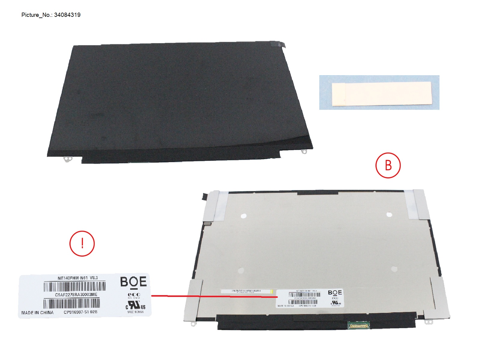 LCD ASSY 14 EVO FHD W/ PLATE