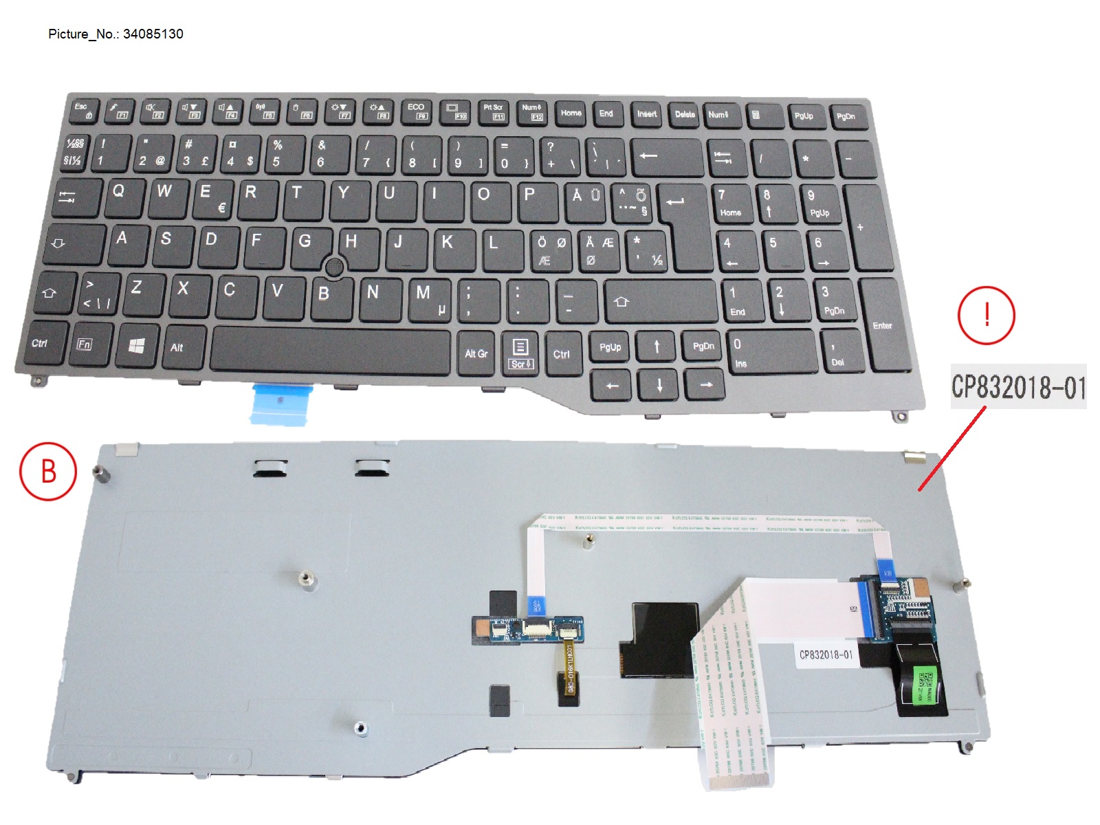 KEYBOARD BLACK W/ TS NORDIC/EST