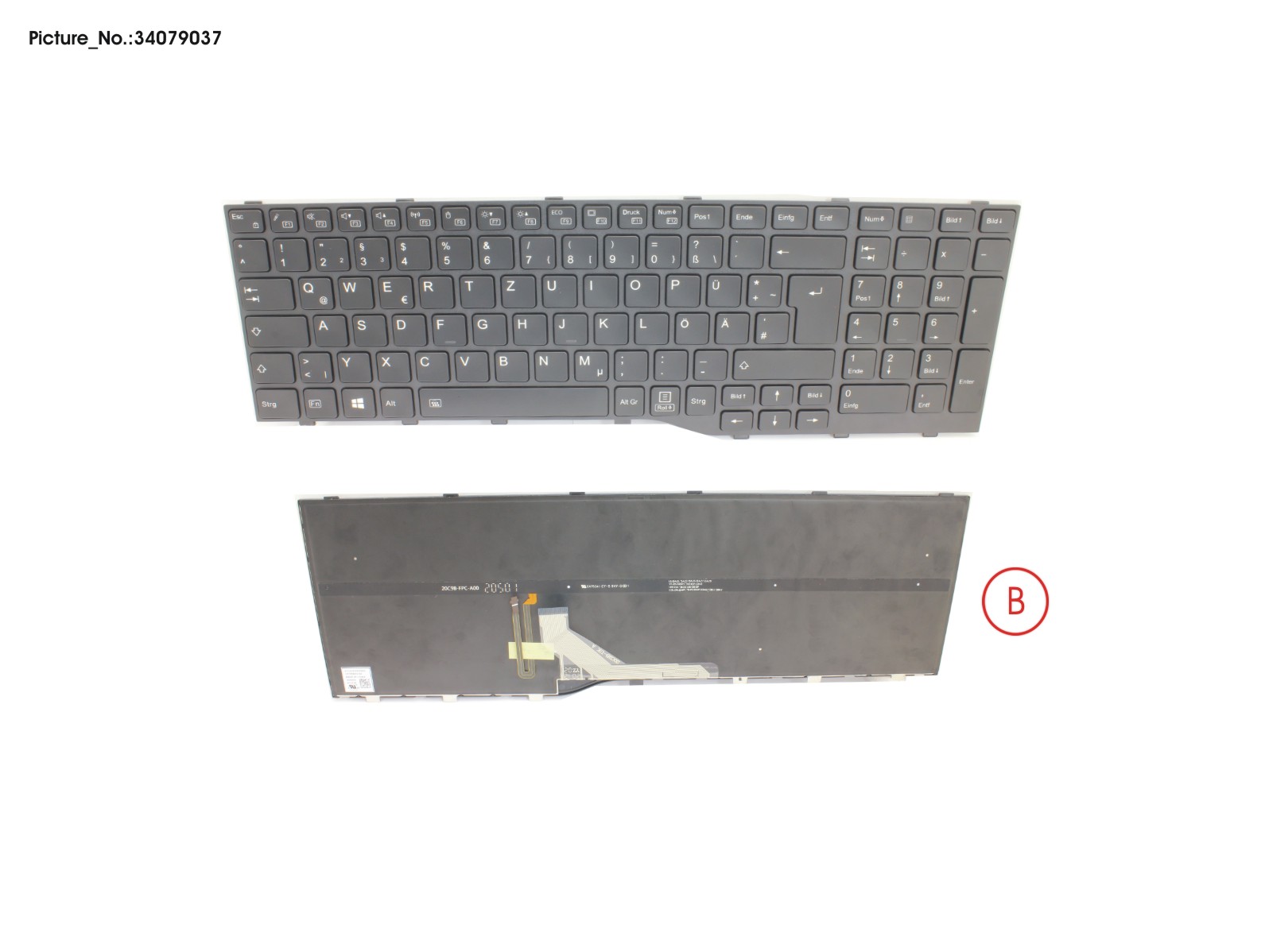 FUJITSU KEYBOARD BLACK W/ BL GERMAN