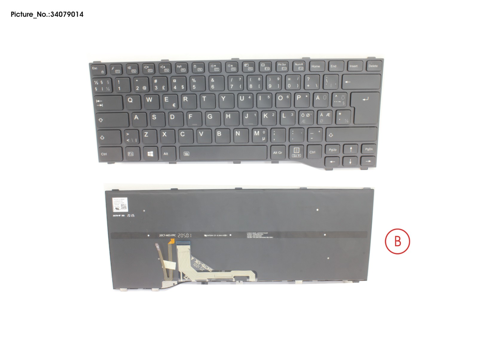 KEYBOARD BLACK W/ BL NORDIC