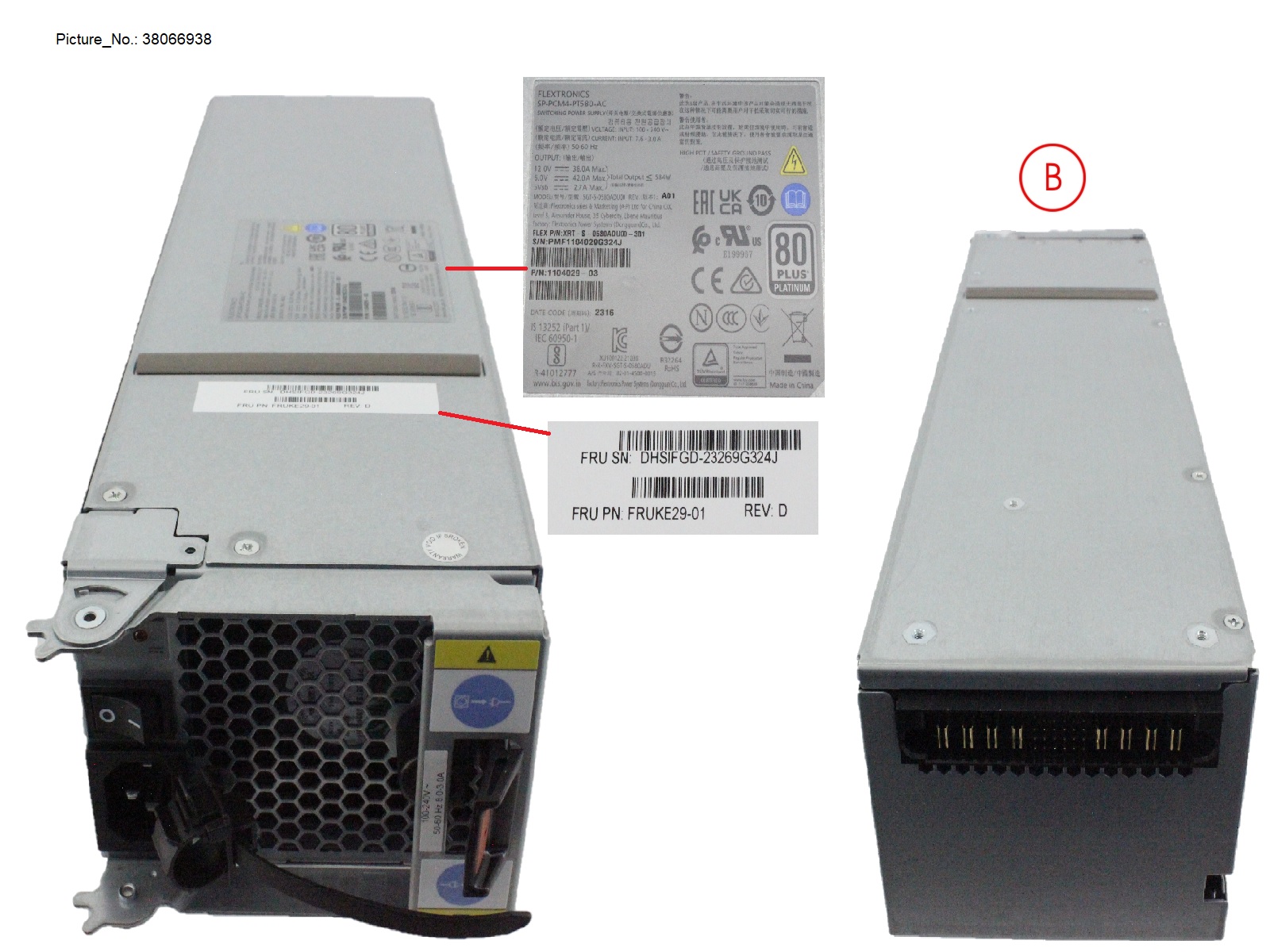 PSU,SP-PCM02-HE580-AC,2U12/24,G3,FRU,PKG