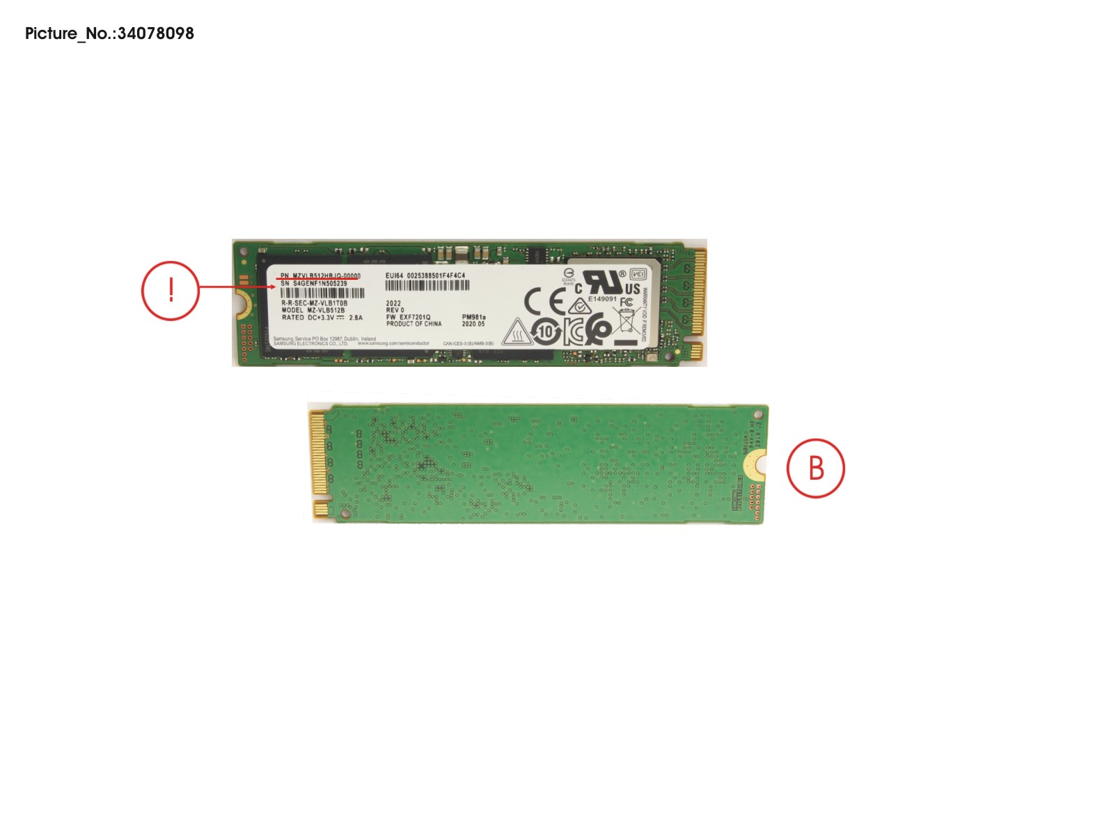 SSD PCIE M.2 2280 PM981A 512GB (SED)